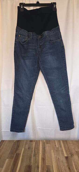 Lilac Denim - Lilac Maternity Over-the-Belly Skinny Jeans Size M